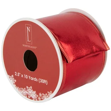Shimmering Red Wired Craft Christmas Ribbon 2.5″ x 10 Yards