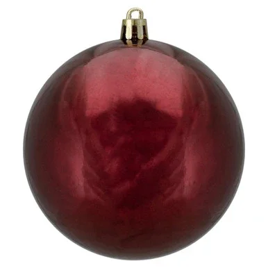 Shiny Burgundy Shatterproof Christmas Ball Ornament 4″ (100mm)