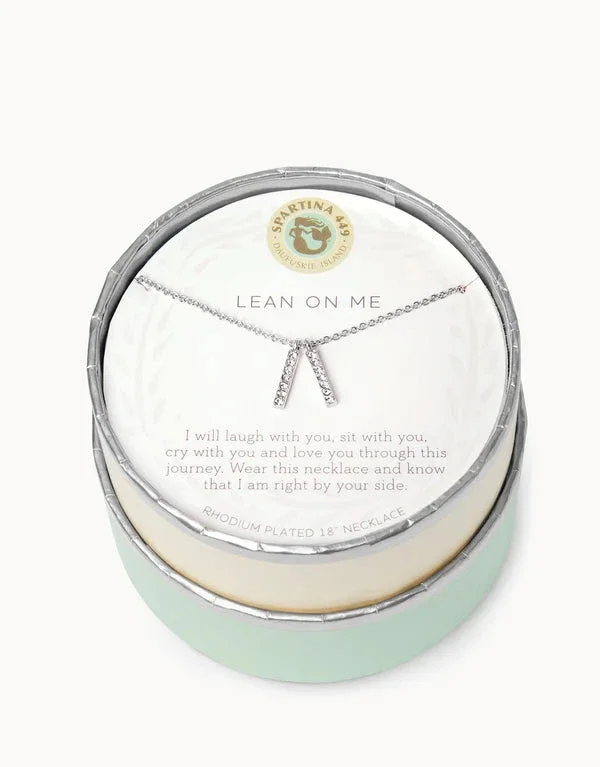 Silver Lean On Me/Double Bars Necklace