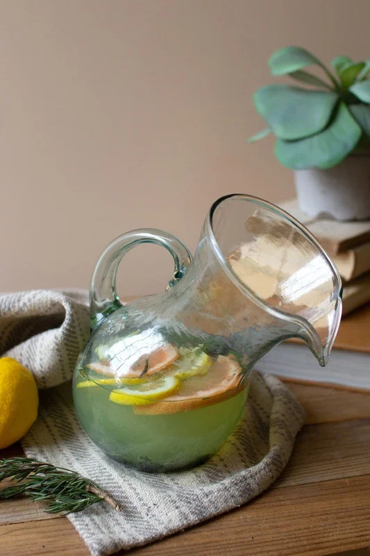 Small glass tilted pitcher