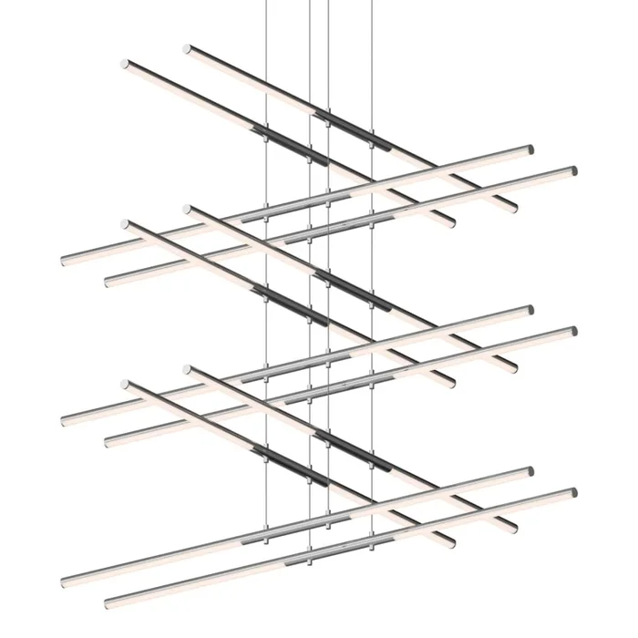 Sonneman Tik-Tak 47-1/2″ Wide LED Six Tier Linear Chandelier with Optical Acrylic Shades