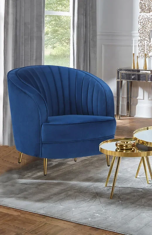Sophia Upholstered Vertical Channel Tufted Chair Blue