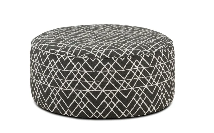 Southern Home Furnishings – Popstitch Shell Cocktail Ottoman in Black – 140 Hyphen Onyx Cocktail Ottoman-MTO