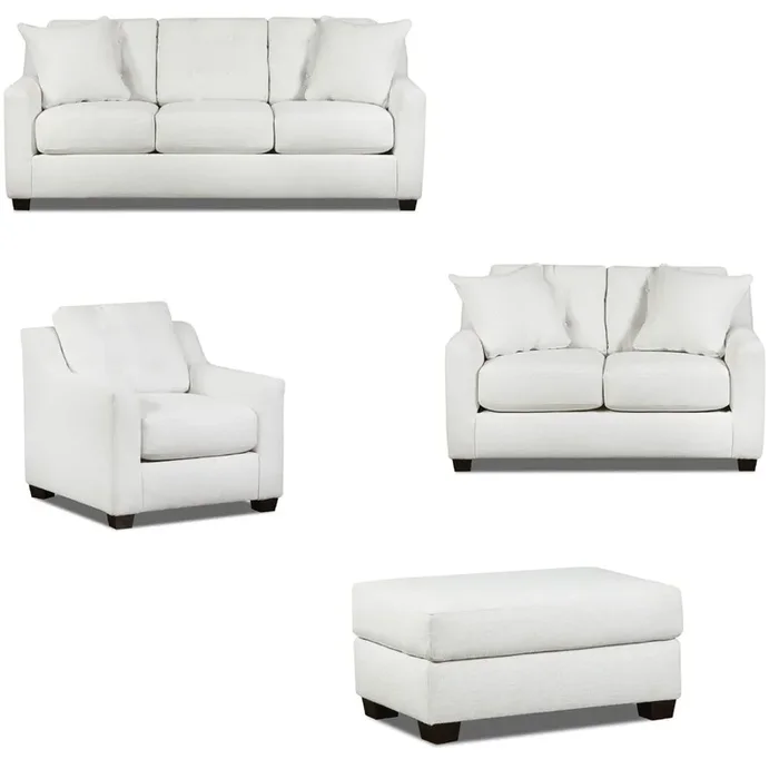 Southern Motion – ST8000 Elliott 4 Piece Living Room Set in Sugarshack Blanco – ST8000-00-BLANCO-4SET-MTO
