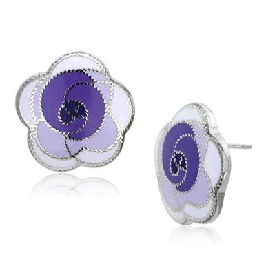 Stainless Steel Flower Shaped Women’s Earrings with Multi Color Epoxy
