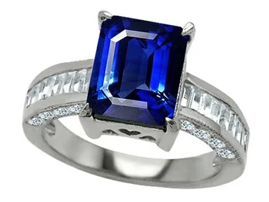 Star K 10x8mm Emerald Cut Created Sapphire Ring 307305 – 307305T8
