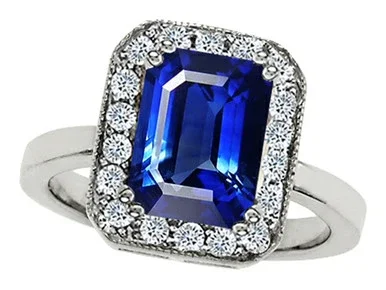 Star K 10x8mm Emerald Cut Created Sapphire Ring 307316 – 307316T8