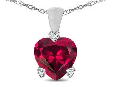 Star K 7mm Created Ruby Small Heart Shape Love Pendant Necklace – 315855W