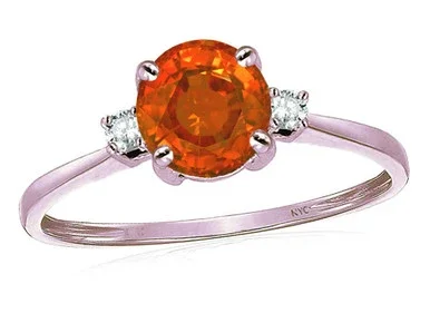 Star K 7mm Round Simulated Fire Opal Classic Three 3 stone Engagement Promise Wedding Ring – 318399AP55