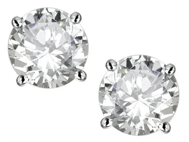 Star K Classic Round 6mm Genuine White Topaz Four Prong Stud Earrings – 313670W