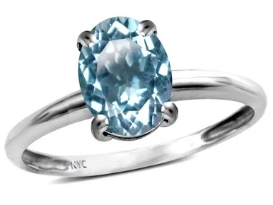 Star K Classic Solitaire Oval 8×6 Genuine Sky Blue Topaz Engagement Promise Ring – 314320B8