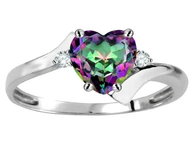 Star K Heart Shape 6mm Rainbow Mystic Topaz bypass Ring – 317237P55