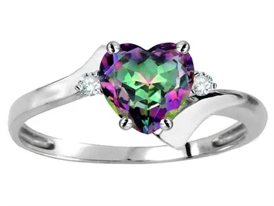 Star K Heart Shape 6mm Rainbow Mystic Topaz bypass Ring – 317254AP55
