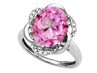 Star K Large Oval 12x10mm Created Pink Sapphire Knot Big Stone Ring – 314451AF55
