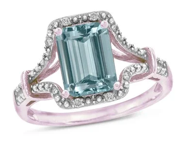 Star K Octagon Emerald Cut 8×6 Genuine Sky Blue Topaz Vintage Look Split Shank Ring – 318781P4