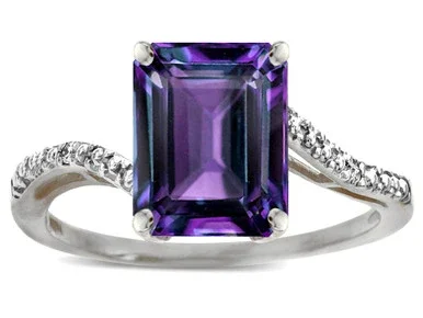 Star K Octagon Emerald Cut Big Stone 10×8 Simulated Alexandrite Bypass solitaire ring – 314827AF6