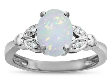 Star K Oval 8×6 Genuine Opal Marquee Design Engagement Promise Ring – 316626P85