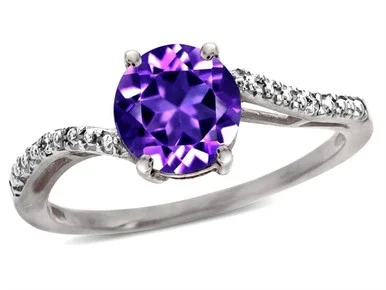 Star K Round 7mm Amethyst Bypass solitaire engagement promise ring – 314744P9