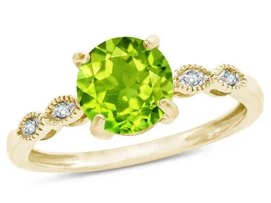 Star K Round 7mm Genuine Peridot Vintage Antique Look Engagement Promise Ring – 318260W75