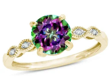 Star K Round 7mm Rainbow Mystic Topaz Vintage Antique Look Engagement Promise Ring – 318271W6