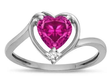 Star K Simulated Pink Tourmaline Heart Bypass Love Knot Promise Ring – 316187AF75