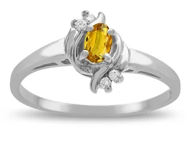 Star K Small Oval 5x3mm Genuine Citrine Bypass Ring – 316105W85
