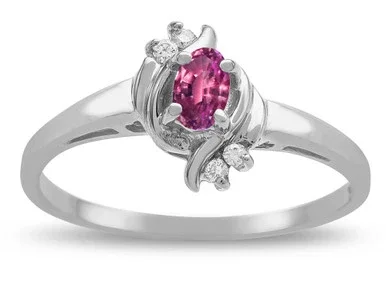 Star K Small Oval 5x3mm Genuine Pink Tourmaline Bypass Ring – 316089A7