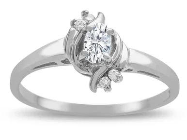 Star K Small Oval 5x3mm Genuine White Topaz Bypass Ring – 316121W45