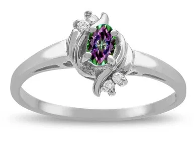 Star K Small Oval 5x3mm Rainbow Mystic Topaz Bypass Ring – 316102A85