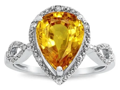 Star K Vintage Look Halo Large 11×8 Pear Shape Genuine Citrine Ring – 315890AP6