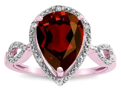 Star K Vintage Look Halo Large 11×8 Pear Shape Genuine Garnet Ring – 315945AP7