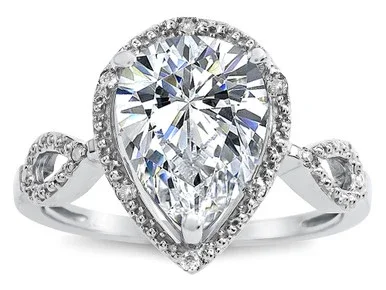 Star K Vintage Look Halo Large 11×8 Pear Shape Genuine White Topaz Ring – 315926AF65