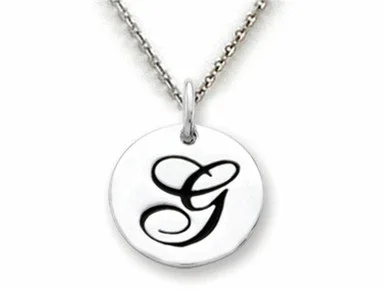 Stellar White Sterling Silver Initial G Personalized Alphabet Disc Pendant Necklace Chain Included SS8002GT