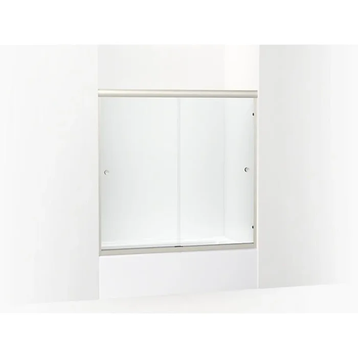 Sterling Finesse 58-1/16″ x 59-5/8″ Frameless Sliding Shower Door with Clear Glass, Knob Handle, and Clean Coat
