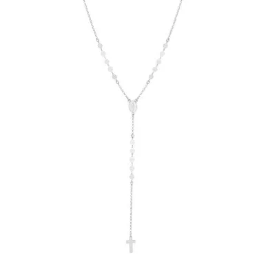 Sterling Silver Religious Cross Chain Necklace, 24″