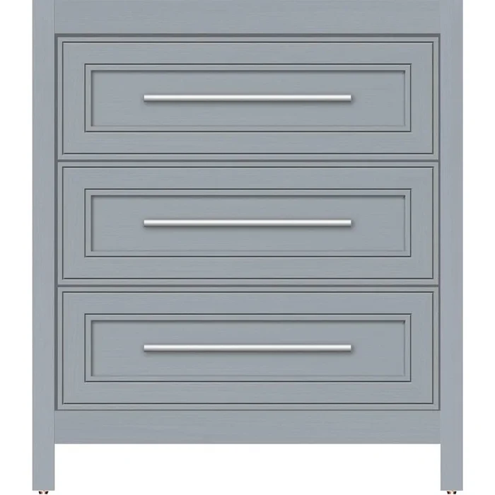 Strasser Woodenworks 30 X 21 X 34.5 Belltown Vanity Deco Miter Silver Oak 3 Drw