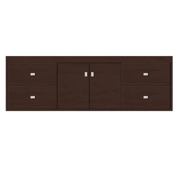 Strasser Woodenworks 60 X 21 X 19.75 Sodo Inset Wall Mount Vanity Tiered Miter Choc Cherry Sb
