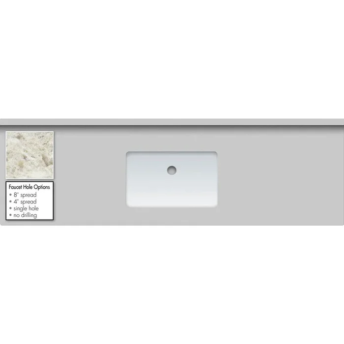 Strasser Woodenworks 61 X 19 X 1.25 Countertop Quartz Sangda Falls Rect White