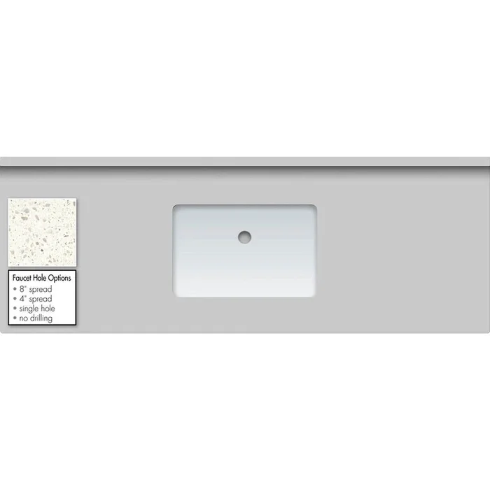 Strasser Woodenworks 61 X 22 X 1.25 Countertop Quartz Pearl White Polished Rect White