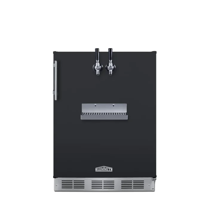 Summit 24 Inch Wide 5.3 Cu. Ft. Built-In Double Tap Kegerator with 2 Taps and Automatic Defrost