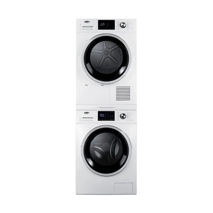 Summit 24 Inch Wide Energy Star Certified Laundry Center with Cu. Ft. Washer and Cu. Ft. Dryer with Slide-Out Center Rack
