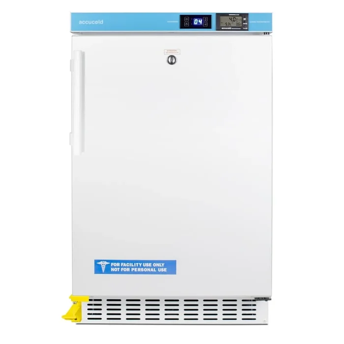 Summit Accucold 20 Inch Wide 2.65 Cu. Ft. Medical Refrigerator with Buffered Temperature Probe and Hands Free Door