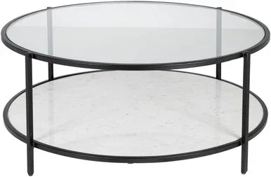 Surya Alecsa Modern Glass And Marble Coffee Table EAA-010