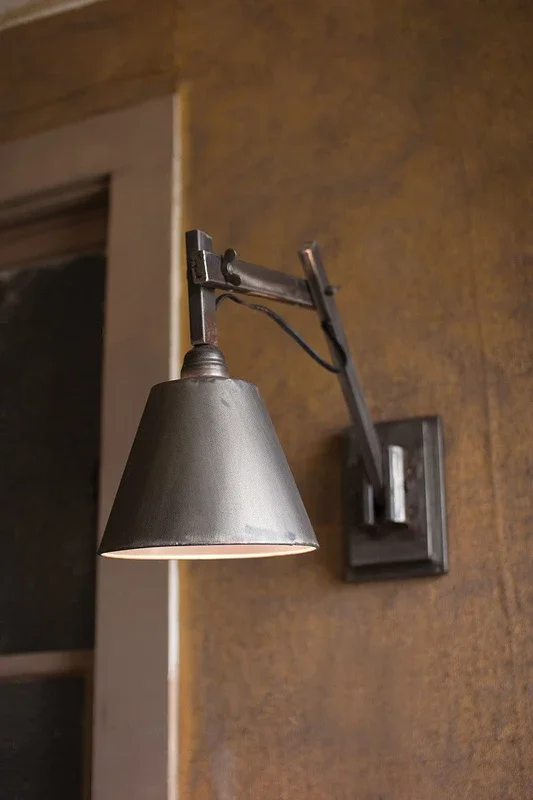 Table Lamp with round wood base.