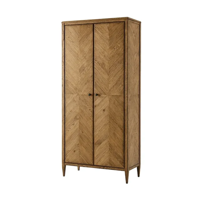 Tall Light Oak Two Door Cabinet