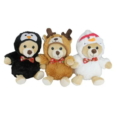 Teddy Bear Stuffed Animal Figures in Christmas Costumes – 8″ – Set of 3