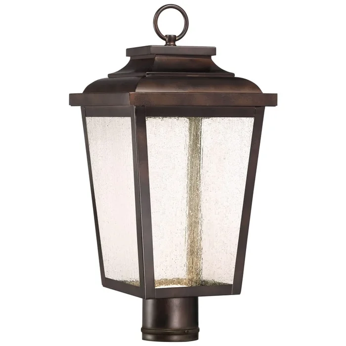 The Great Outdoors Irvington Manor Single Light 8-1/2″ Wide Integrated LED Landscape Single Head Post Light with Seedy Glass Shade