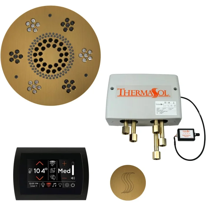 ThermaSol SignaTouch Steam Shower Kit – Includes Control Panel, Round Light and Sound Shower Head, Round Steam Head, and Digital Shower Valve