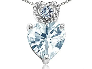 Tommaso Design 6mm Heart Shape Genuine Aquamarine Pendant Necklace in 14 kt White Gold 302688B
