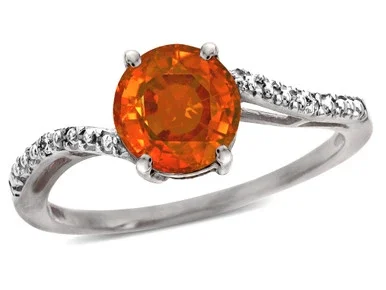 Tommaso Design 7mm Round Simulated Orange Mexican Fire Opal s Bypass Ring – 28811B7